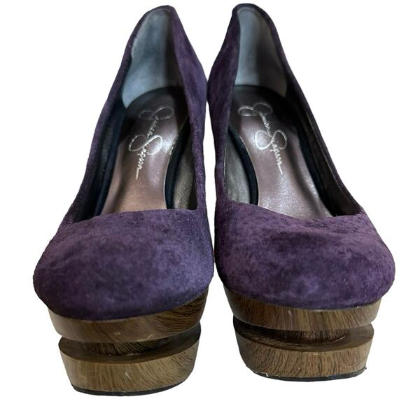 Jessica Simpson Colie pumps heels purple suede leather size 7B platform 5” heel - Picture 3 of 10